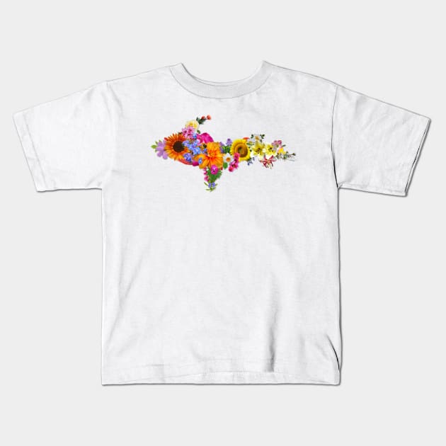 Upper Peninsula Floral Kids T-Shirt by Jarrodjvandenberg